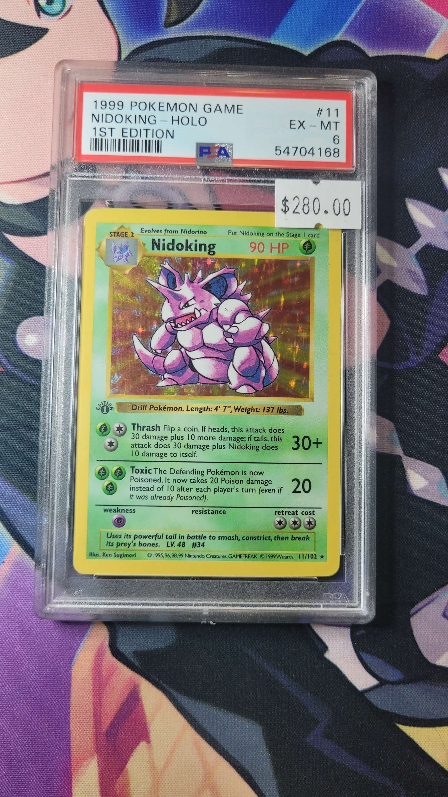 Pokémon - Nidoking Holo - (11/102) - (1st Edition - Base Set) - PSA 6 EX - Mint